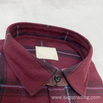 Red plaid 100%cotton flannel shirt for men